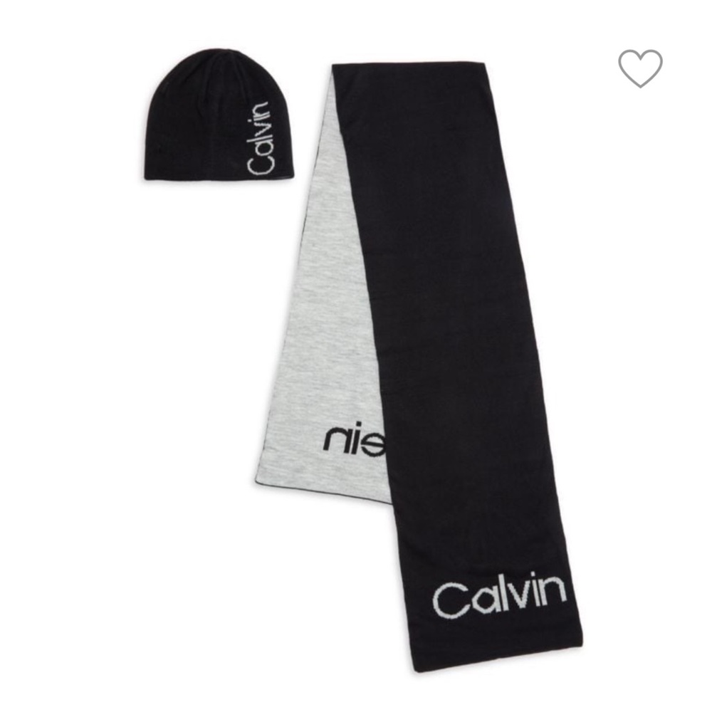 NWT! Calvin Klein 2-Piece Logo Beanie & Scarf Set